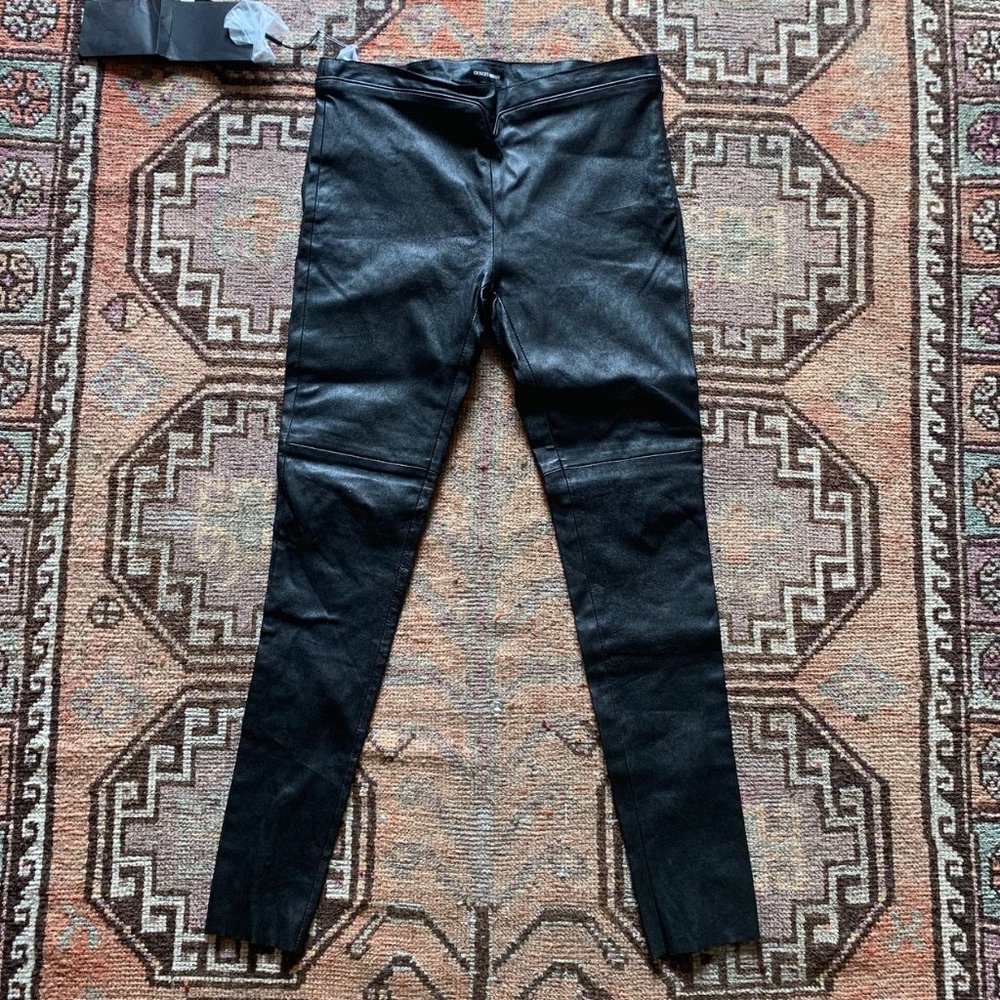 Women's Designer Giorgio Armani Vintage Black Leather Pants, new with tags